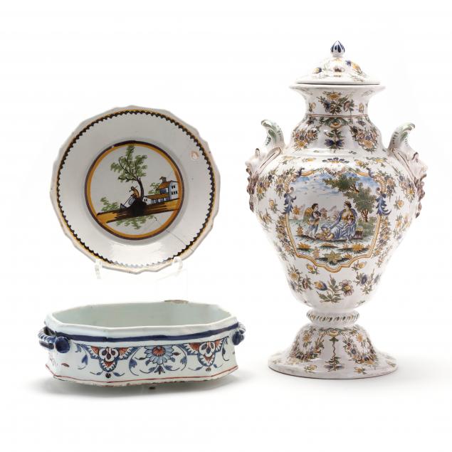 a-french-faience-covered-polychrome-urn-and-two-other-items