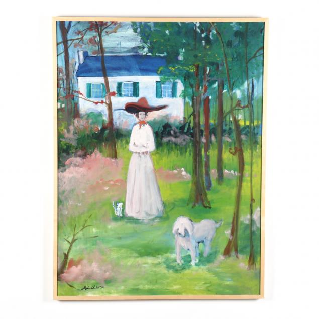 stephen-white-nc-portrait-of-a-woman-and-her-dog-mickel-mangum-smith-house-chapel-hill