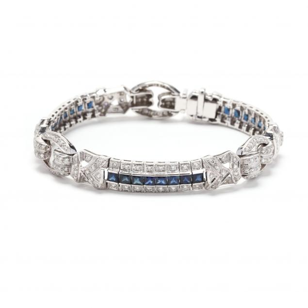 art-deco-style-18kt-white-gold-diamond-and-sapphire-bracelet