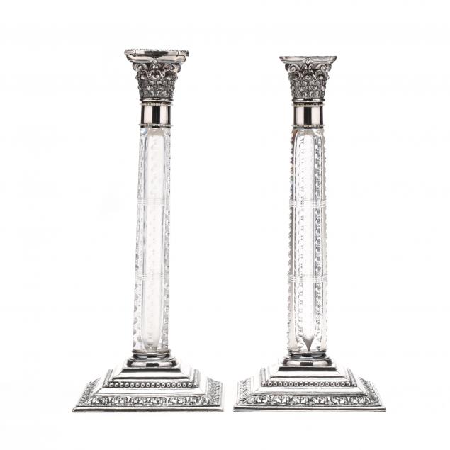 an-unusual-pair-of-cut-glass-and-silverplate-corinthian-candelsticks