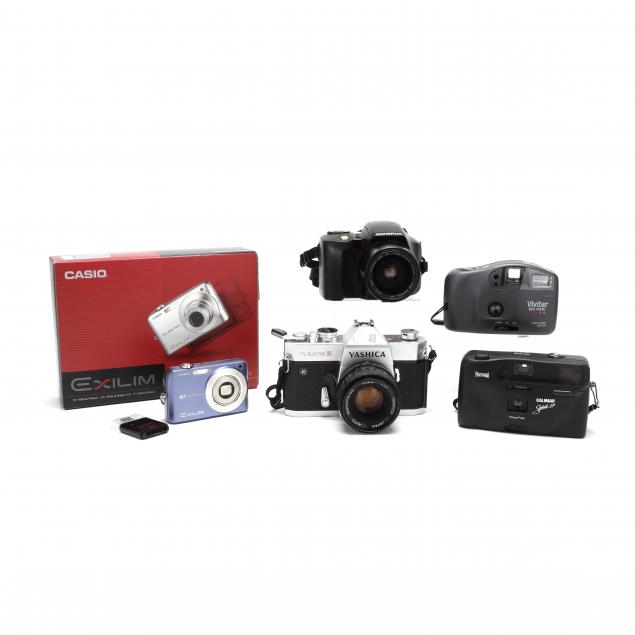 four-film-cameras-and-a-digital-camera