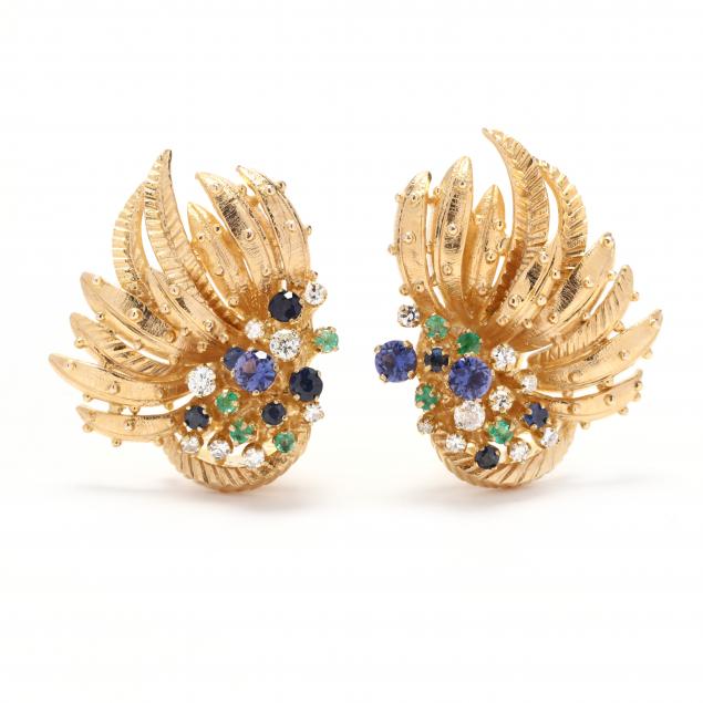 14kt-gold-and-gem-set-earrings