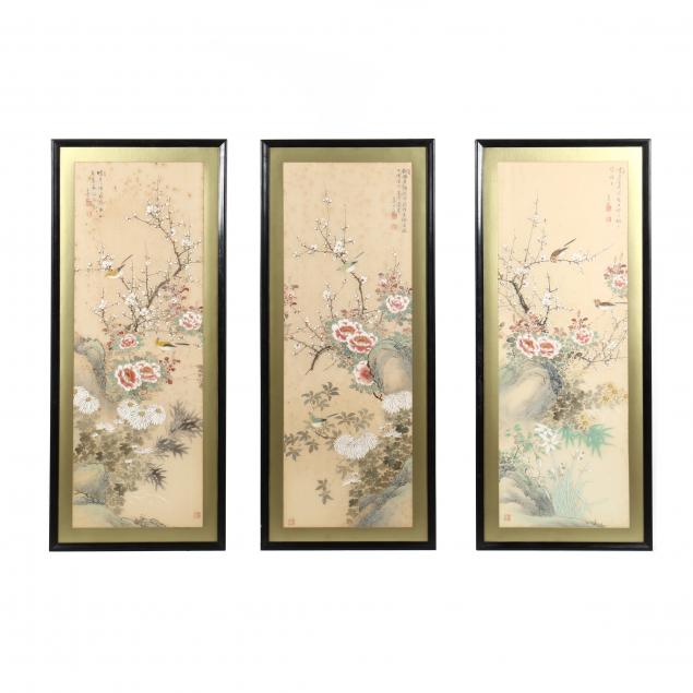 chinese-bird-and-flower-painting-triptych