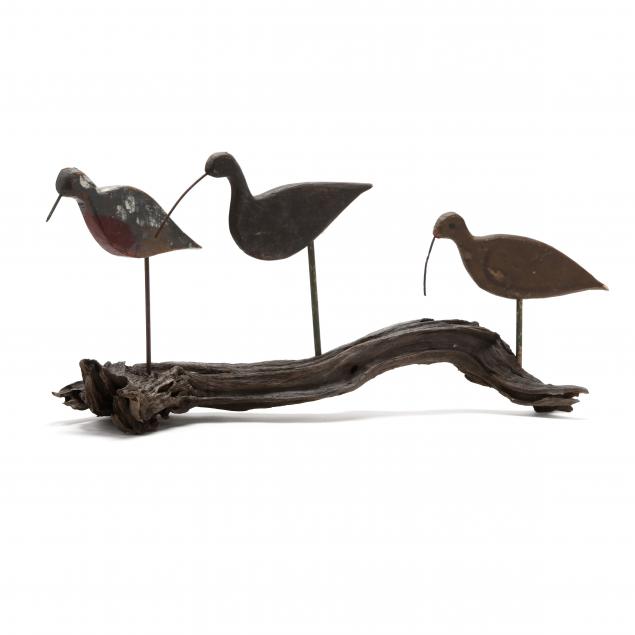 important-harry-hamilton-shorebird-trio-mounted-on-driftwood