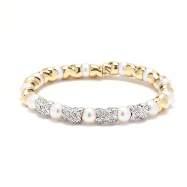 18kt-bi-color-gold-diamond-and-pearl-cuff-bracelet-italian