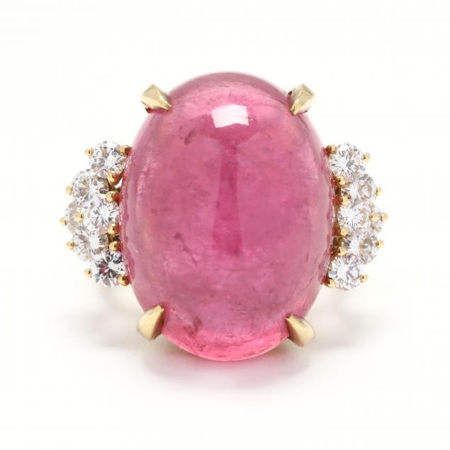 18kt-gold-cabochon-pink-tourmaline-and-diamond-ring