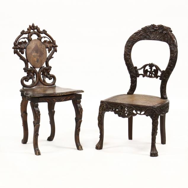 two-antique-continental-carved-walnut-side-chairs