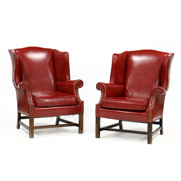 pair-of-chippendale-style-leather-upholstered-easy-chairs