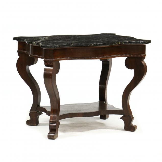 american-classical-rosewood-and-marble-top-center-table