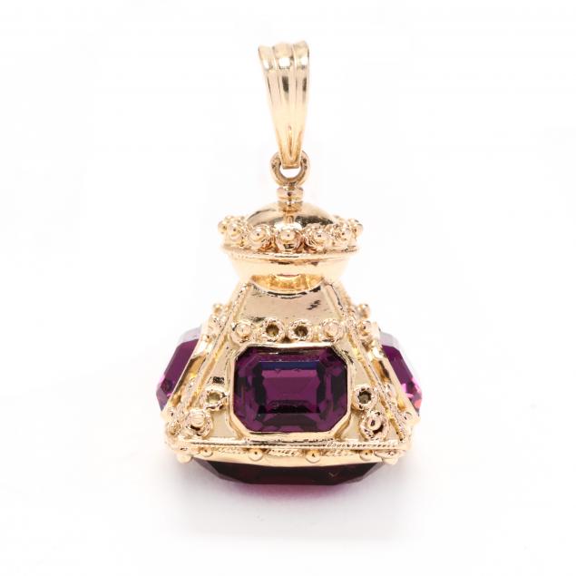gold-and-amethyst-watch-fob-pendant