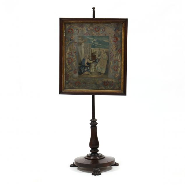 american-classical-rosewood-and-needlepoint-pole-screen