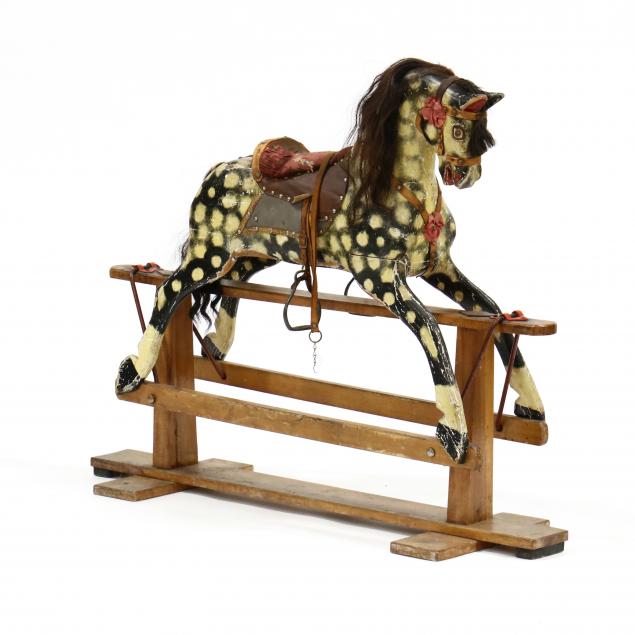 antique-painted-wood-platform-rocking-horse