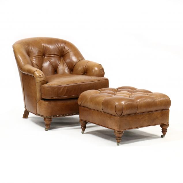 Style Tufted Leather Club Chair, Leather Club Chair And Ottoman