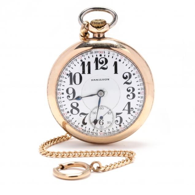 10kt-gold-filled-open-face-railroad-grade-pocket-watch-hamilton-watch-co