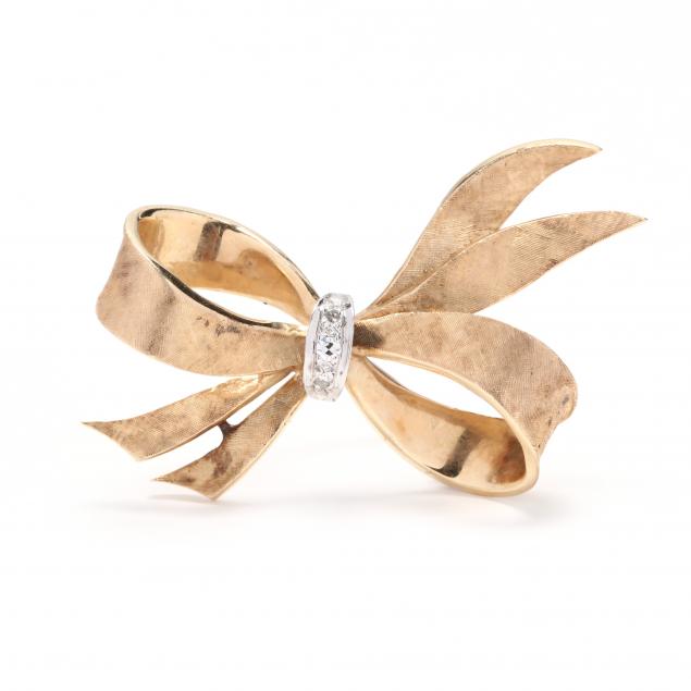 14kt-gold-and-diamond-bow-brooch