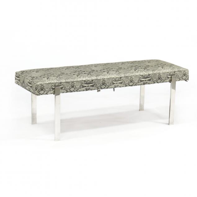 chrome-and-faux-snakeskin-bench