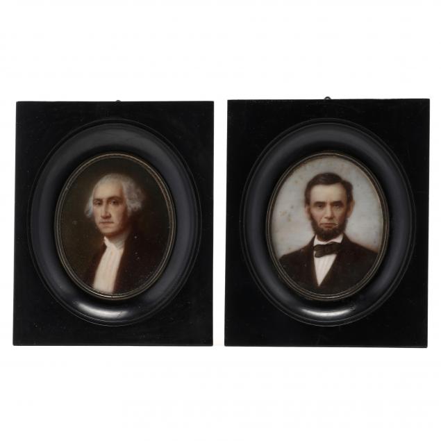two-continental-portrait-miniatures-of-presidents-lincoln-and-washington