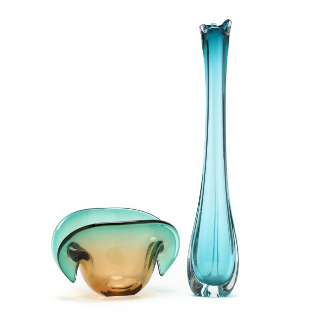 two-art-glass-sculptural-vases