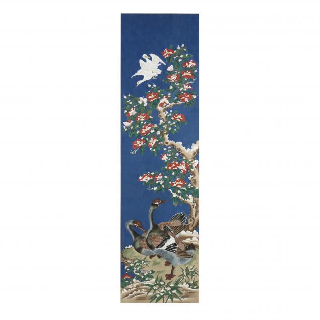 attributed-to-zou-yigui-and-guiseppe-castiglione-lang-shining-a-painting-of-birds-and-flowers