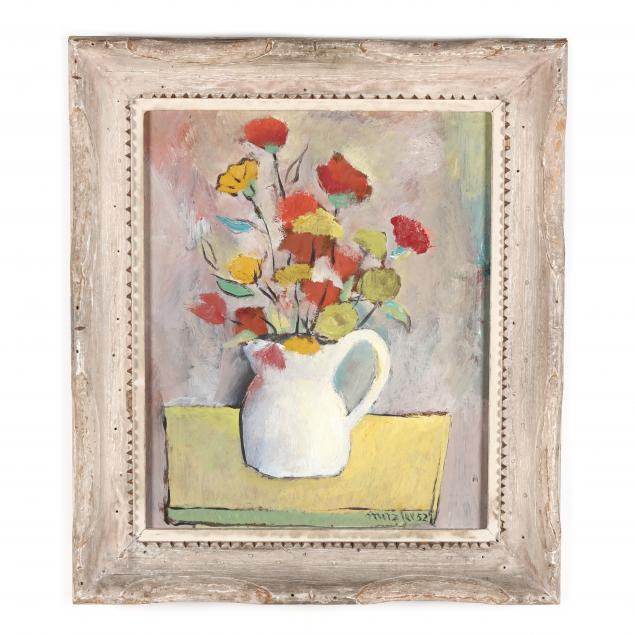 attributed-karl-ernst-metzler-german-american-1909-1995-floral-still-life-in-white-pitcher