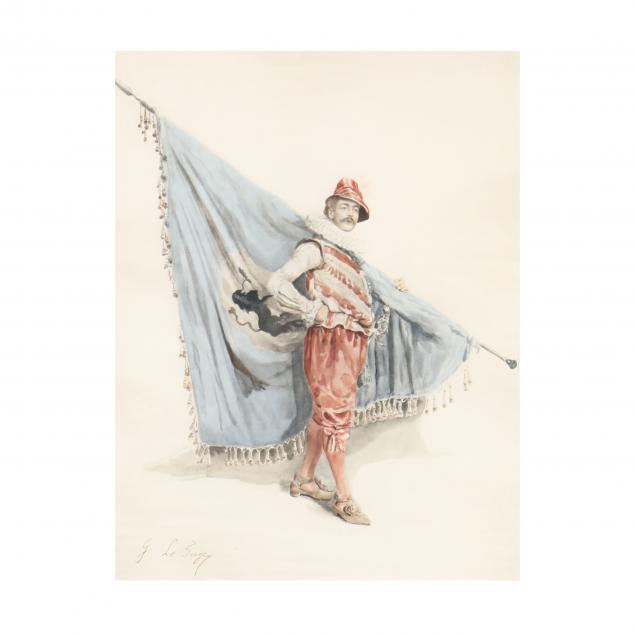 an-antique-watercolor-of-a-flag-bearer