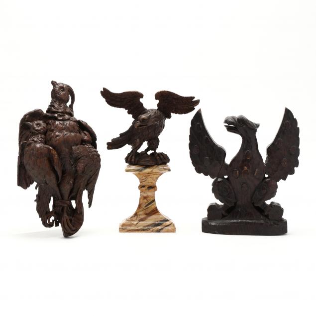 three-avian-wooden-sculptures