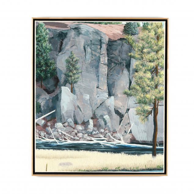 maud-gatewood-american-1934-2004-i-cliff-and-stream-yellowstone-study-i