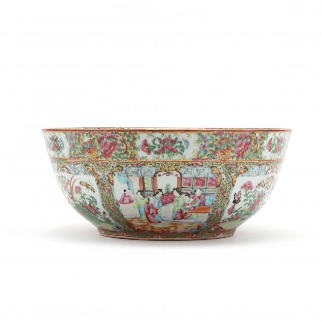 a-large-chinese-export-porcelain-rose-medallion-punch-bowl