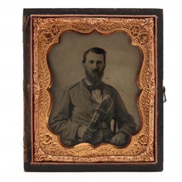 tintype-of-identified-confederate-surgeon-with-very-rare-nc-belt-plate