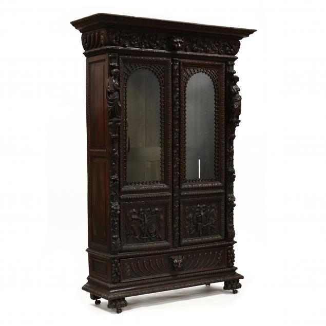 continental-carved-oak-library-cabinet
