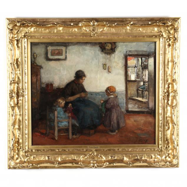 frans-charlet-belgian-1862-1928-quiet-moment-mother-and-children