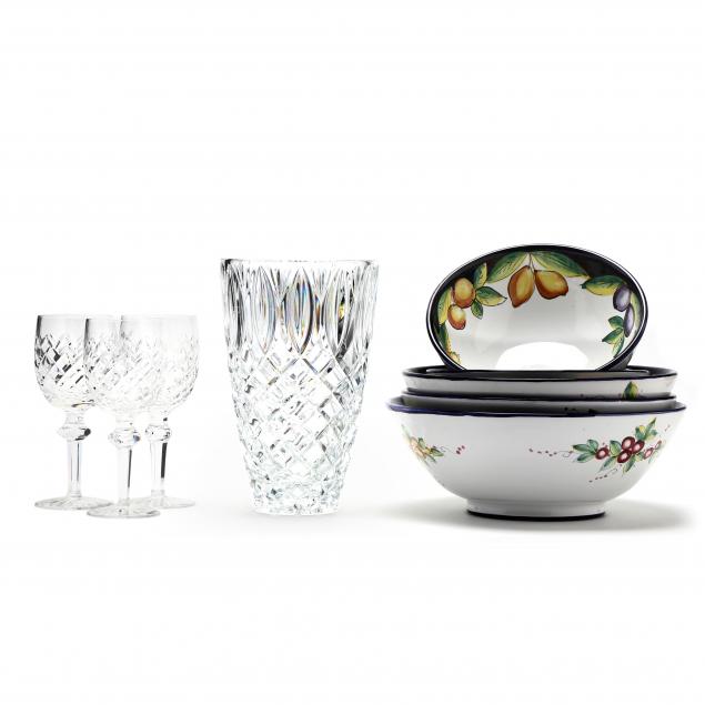deruta-pottery-and-waterford-crystal-grouping