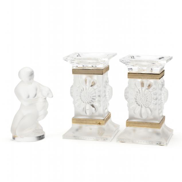 lalique-figurine-and-pair-of-candlesticks