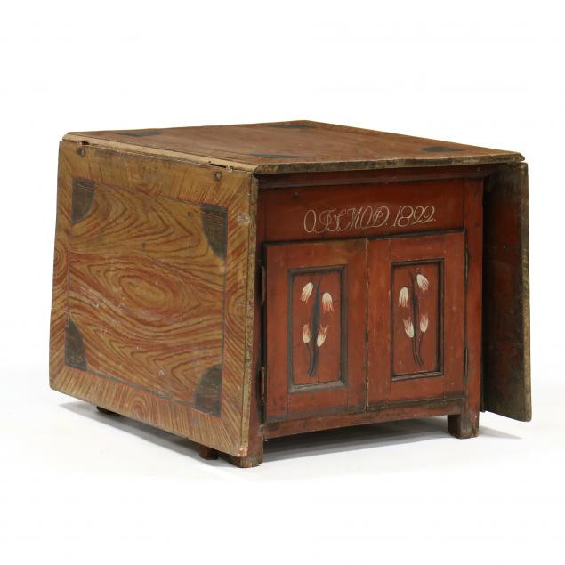 scandinavian-paint-decorated-drop-leaf-cabinet-table