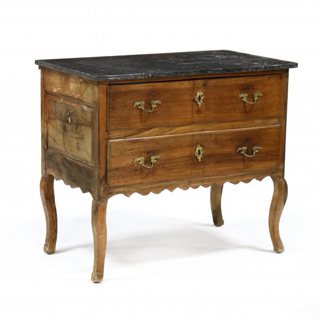 french-provincial-fruitwood-diminutive-marble-top-commode
