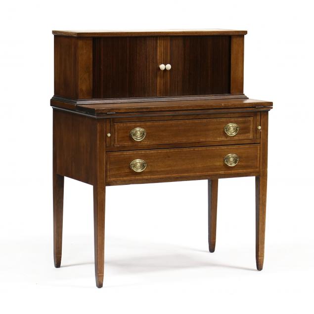 hepplewhite-style-inlaid-mahogany-tambour-desk