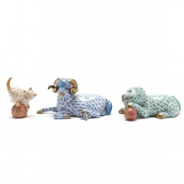 three-herend-porcelain-animals