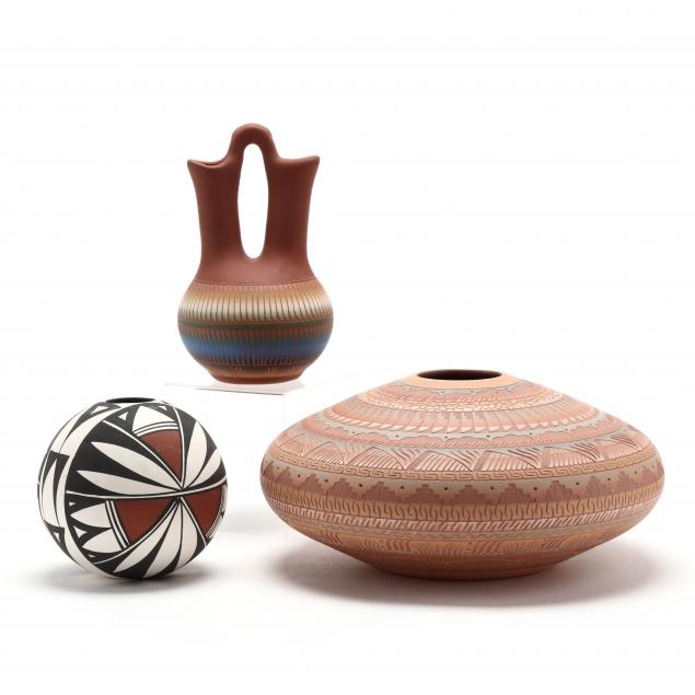 three-southwest-native-american-pots