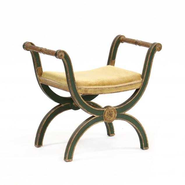 vintage-italian-carved-and-painted-curule-stool