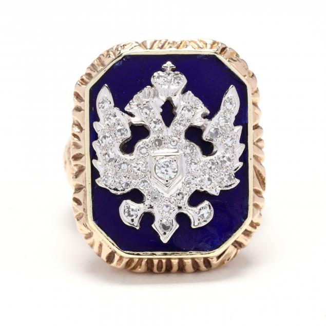 14kt-gold-diamond-and-enamel-ring