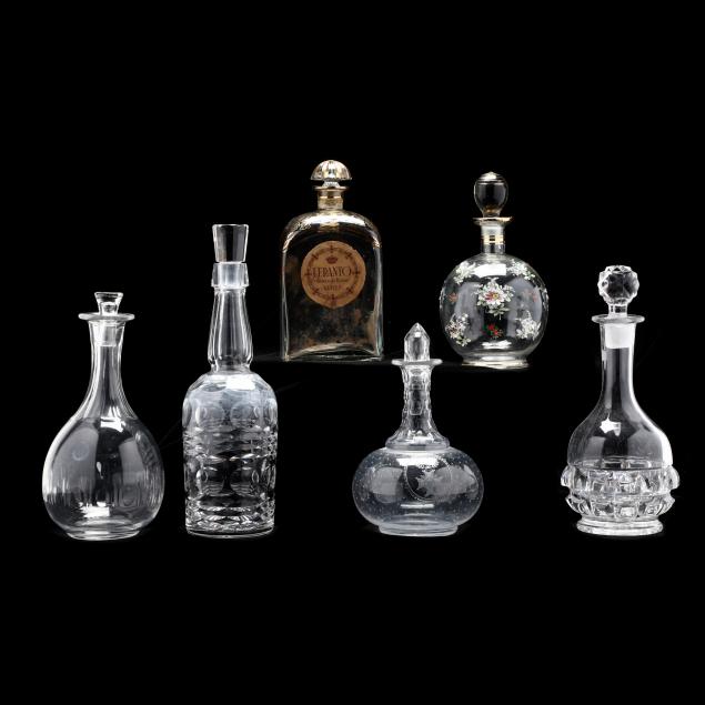 six-vintage-glass-decanters