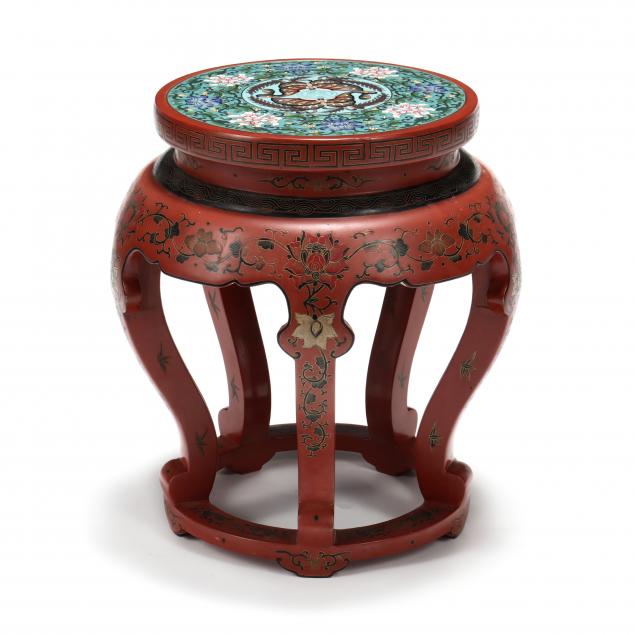 a-chinese-red-lacquered-garden-seat-with-cloisonne