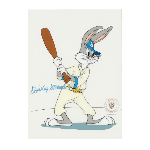 a-mickey-mantle-signed-animation-sericel-with-bugs-bunny