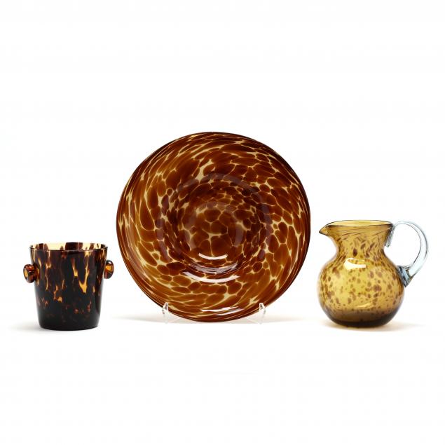 three-murano-glass-tortoise-shell-serving-pieces