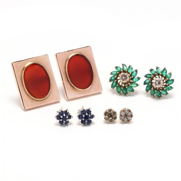 four-pairs-of-gem-set-earrings