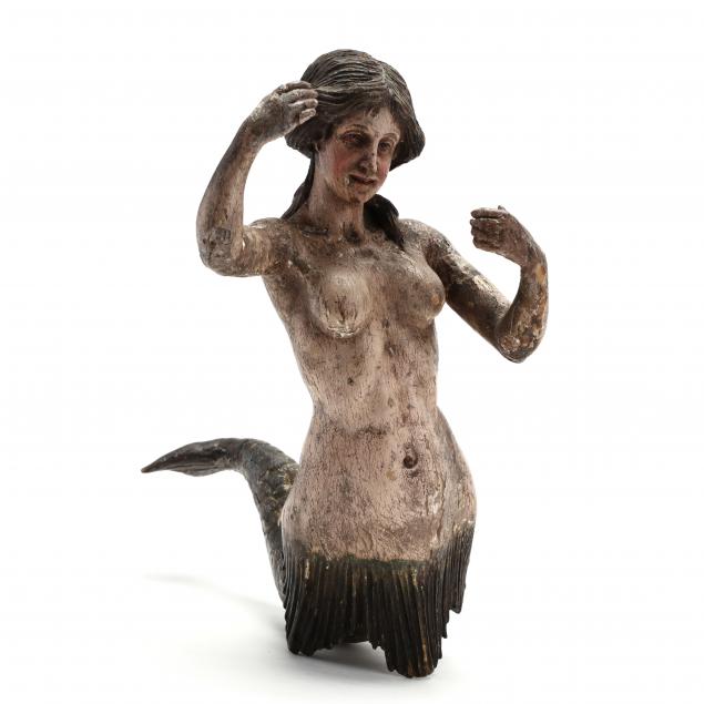 antique-continental-wood-carving-of-a-mermaid