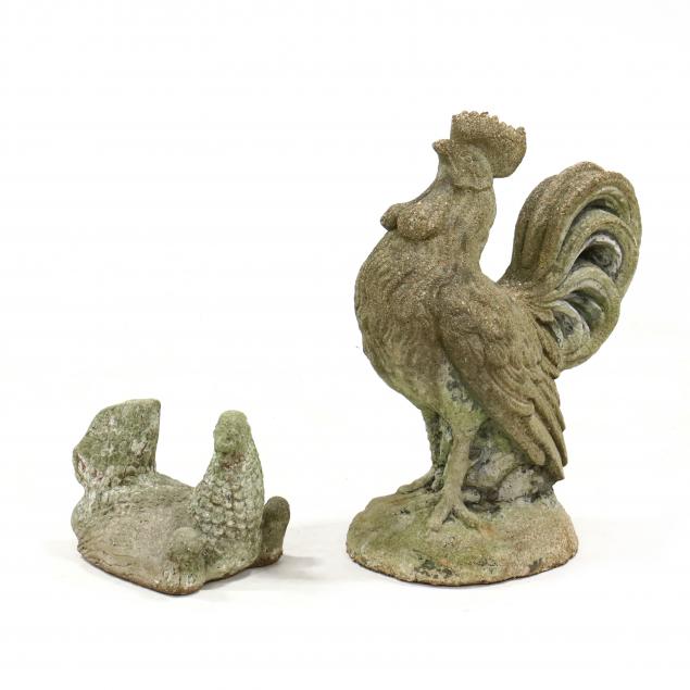 vintage-cast-stone-rooster-and-hen