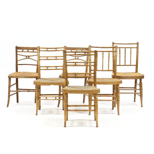 three-pair-of-antique-rush-seat-side-chairs