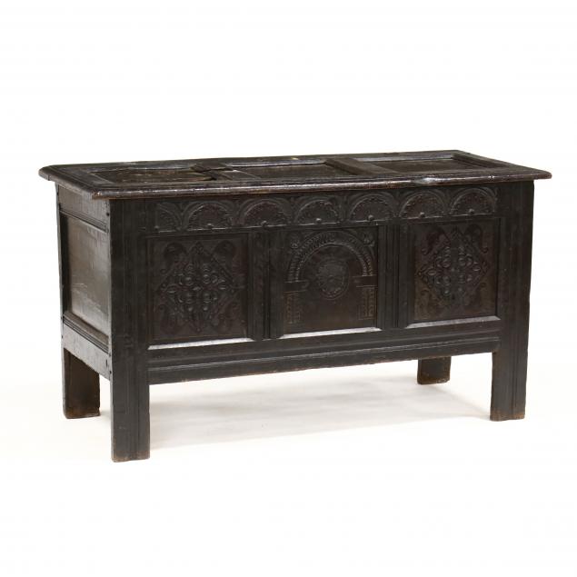 english-carved-and-painted-oak-coffer