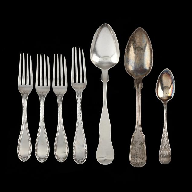 a-group-of-american-coin-silver-flatware